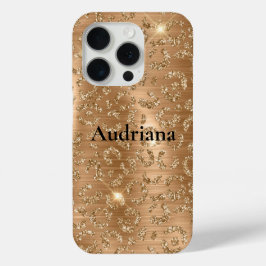 Funda Para iPhone 15 Pro Impresión de leopardo Purpurina de oro de Glam