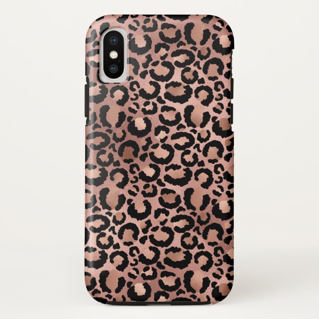 Funda De Case-Mate Para iPhone Impresión de leopardo rosa (Reverso)