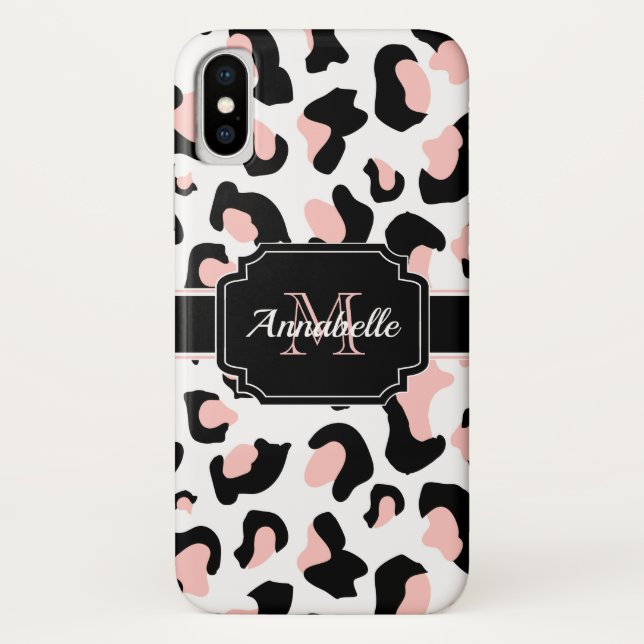 Funda De Case-Mate Para iPhone Impresión de leopardo rosa (Reverso)