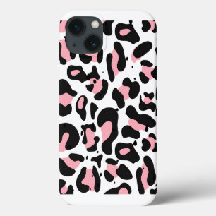 Funda Para iPhone 13 Impresión de leopardo rosa y negro de moda
