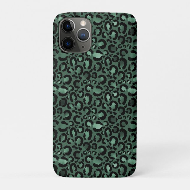 Funda De Case-Mate Para iPhone Impresión de leopardo verde esmeralda (Reverso)