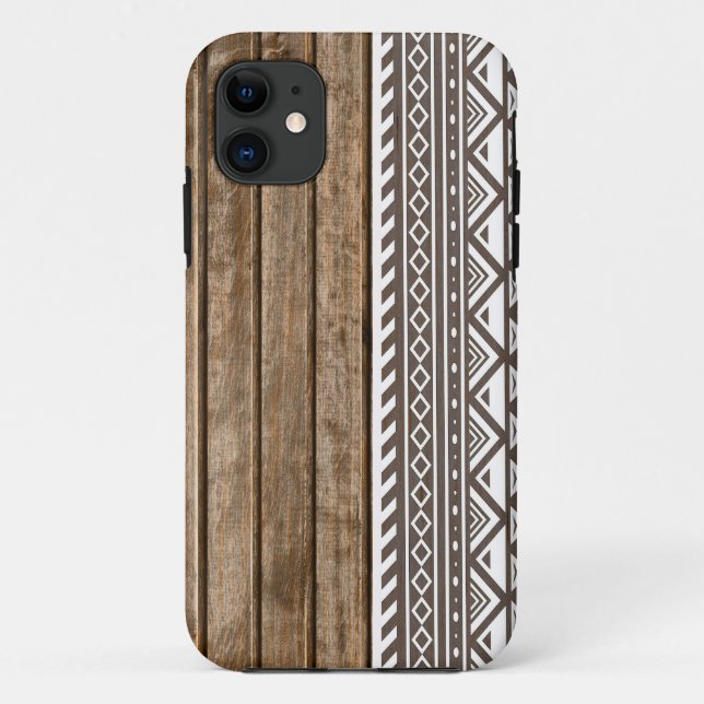 Funda De Case-Mate Para iPhone Impresión de madera azteca del panel (Reverso)