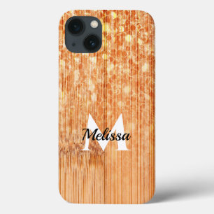Funda Para iPhone 13 Impresión de madera de bambú de naranja espumosame