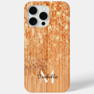 Funda Para iPhone 15 Pro Max Impresión de madera de bambú de naranja espumosame