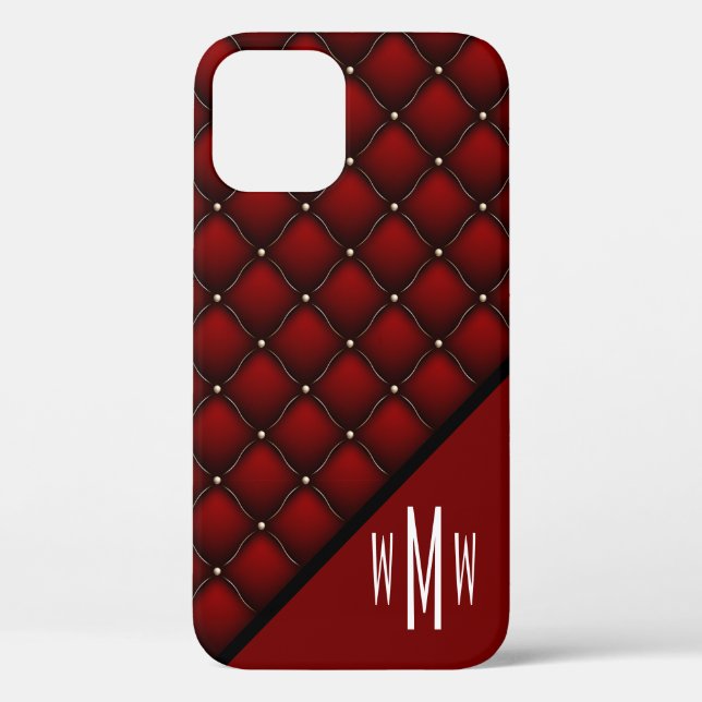 Funda De Case-Mate Para iPhone Impresión de patrón negro negro monograma moderno (Reverso )