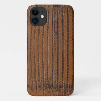 Funda Para iPhone 11 Impresión de piel de cocodrilo marrón