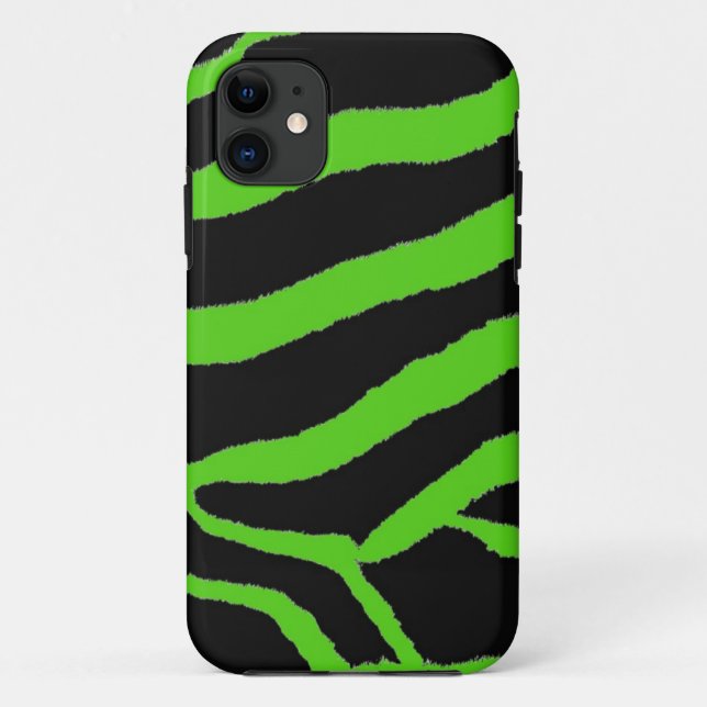 Funda De Case-Mate Para iPhone Impresión de pieles de cebra verde y negro (Reverso)