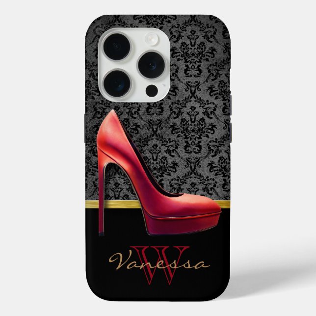 Funda De Case-Mate Para iPhone Impresión de tacones altos y damasquetes rojos con (Reverso )
