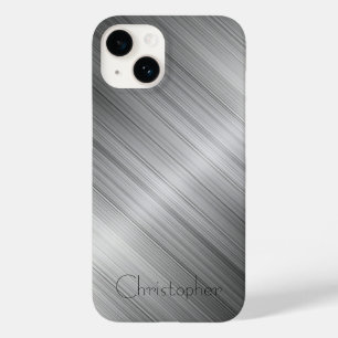 Funda Para iPhone 14 De Case-Mate Impresión de titanio de plata y acero inoxidable n