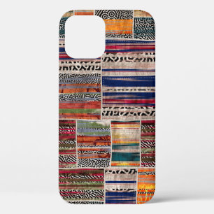 Funda Para iPhone 12 Impresión de trama de tejido de mezcla de mosaico 