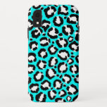 Funda Para iPhone XR Impresión de un animal de leopardo azul cian moder<br><div class="desc">Artsy, moderno, de moda, y dibujado a mano con un patrón de impresión de animales leopardo dibujado a mano negra y femenina sobre un fondo azul ciano. ***NOTA DE DISEÑO IMPORTANTE: Para cualquier solicitud de diseño personalizado, como solicitudes de productos coincidentes, cambios de color, cambios de posición o cualquier otra...</div>