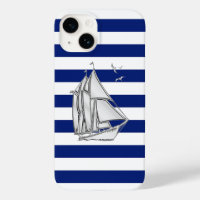 Impresión de velero Chrome sobre rayas navy