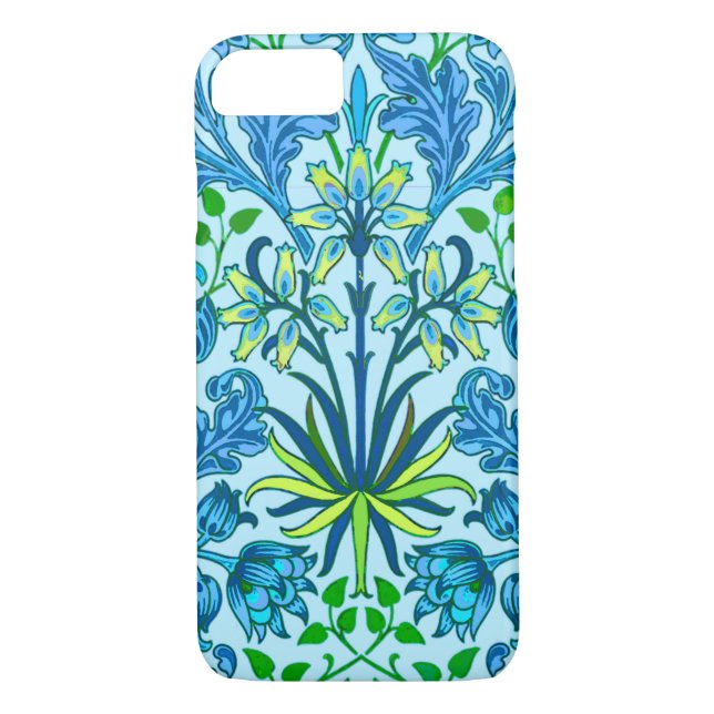 Funda De Case-Mate Para iPhone Impresión del jacinto de William Morris, azul (Reverso)