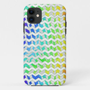 Funda Para iPhone 11 Impresión en blanco y arcoiris de cebra chevron