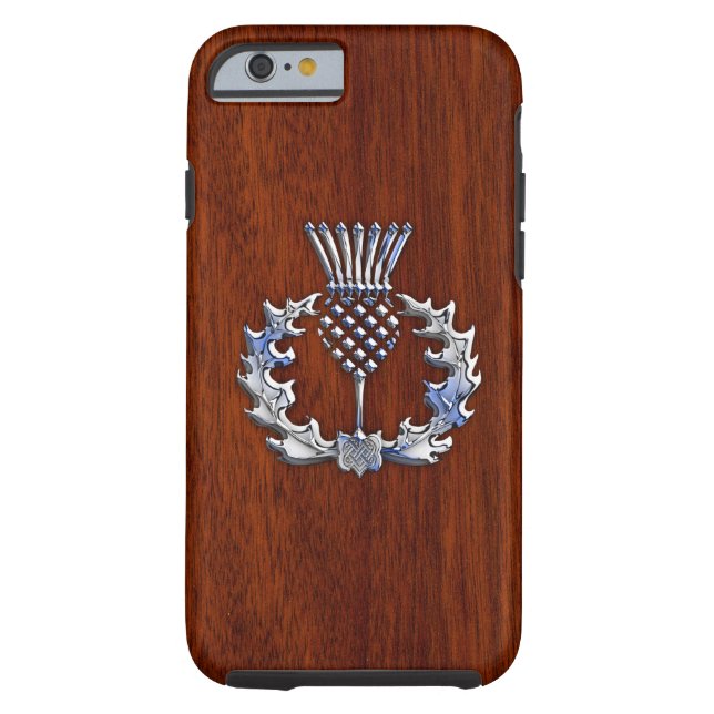 Funda De Case-Mate Para iPhone Impresión escocesa de madera de caoba rica del (Reverso)