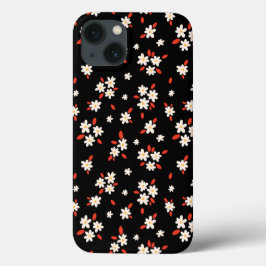 Funda Para iPhone 13 Impresión floral de margarita negra