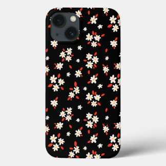 Funda Para iPhone 13 Impresión floral de margarita negra
