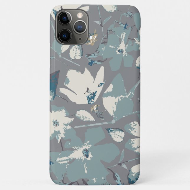 Funda De Case-Mate Para iPhone Impresión floral de Vines Gris Blue Cream (Reverso)