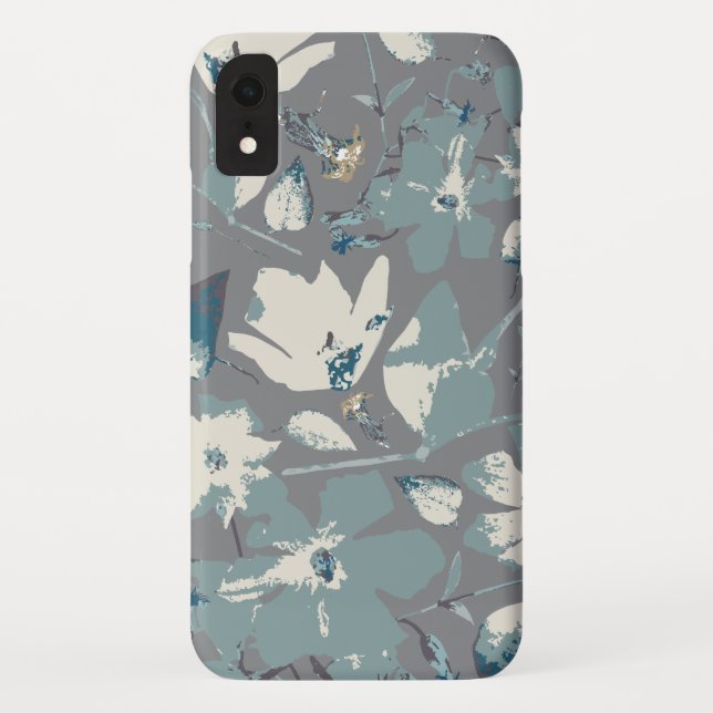 Funda De Case-Mate Para iPhone Impresión floral de Vines Gris Blue Cream (Reverso)