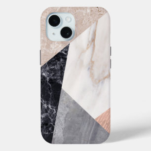 Funda Para iPhone 15 Impresión geométrica de mármol