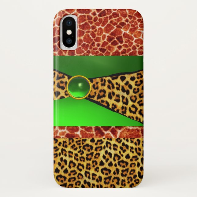 FUNDA DE Case-Mate PARA iPhone IMPRESIÓN GIRAFFE LEOPARD SKIN GREEN EMERALD GEM (Reverso)