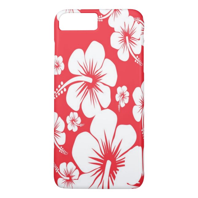 Funda De Case-Mate Para iPhone Impresión hawaiana sobre el Hibiscus rojo y blanco (Reverso)