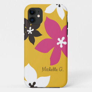 Funda Para iPhone 11 Impresión moderna de flores de gran tamaño rosa am