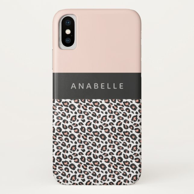 Funda De Case-Mate Para iPhone Impresión moderna de leopardo animal en blanco, ne (Reverso)