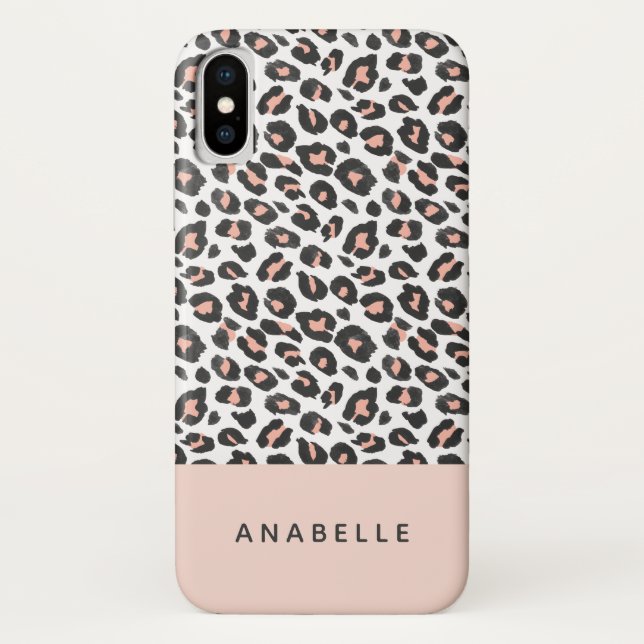 Funda De Case-Mate Para iPhone Impresión moderna de leopardo animal en blanco, ne (Reverso)