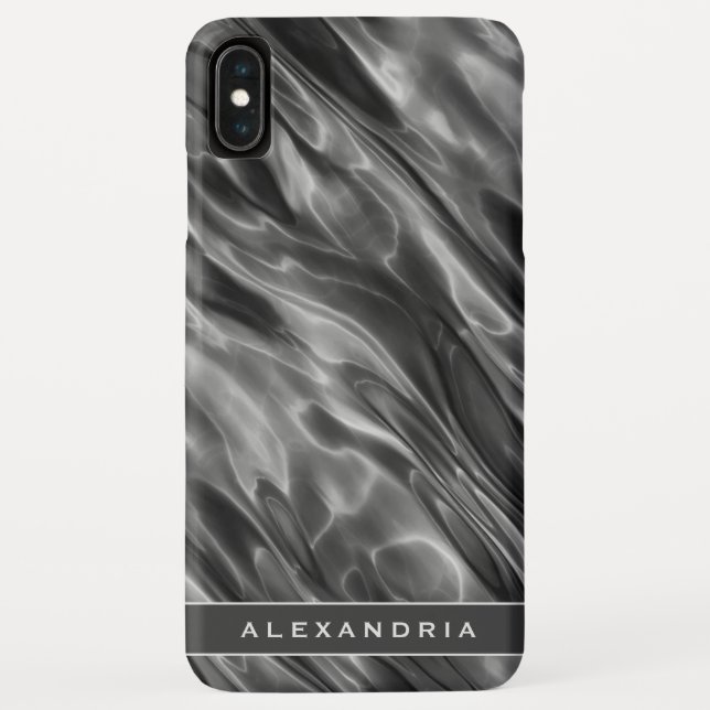 Funda De Case-Mate Para iPhone Impresión moderna de satén gris | Monograma o nomb (Reverso)