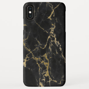 Funda Para iPhone XS Max Impresión moderna elegante de mármol negro y dorad