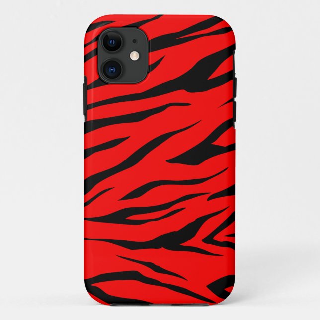 Funda De Case-Mate Para iPhone Impresión negra/roja imponente del tigre - caso (Reverso)