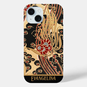 Funda Para iPhone 15 Impresión personalizada de estilo Art Nouveau flor