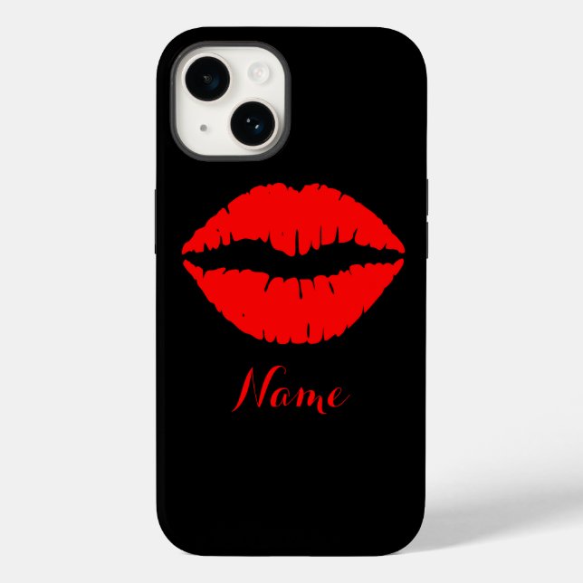 Funda De Case-Mate Para iPhone Impresión personalizada de lápiz labial negro y ro (Reverso )