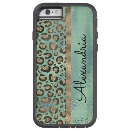 Funda Para iPhone 13 Impresión Purpurinoso de leopardo sobre verde bril