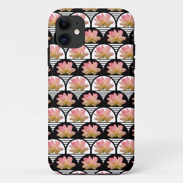 Funda De Case-Mate Para iPhone Impresión retra de la flor de Lotus (Reverso)