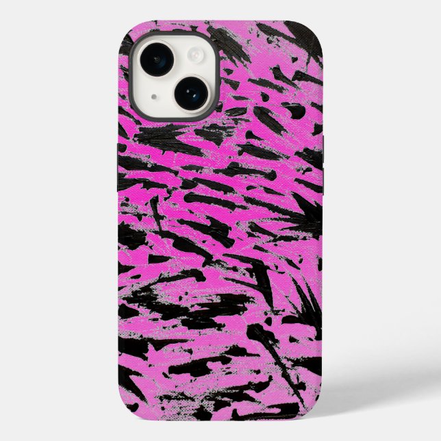 Funda De Case-Mate Para iPhone Impresión rosa y negra de neón funky (Reverso )
