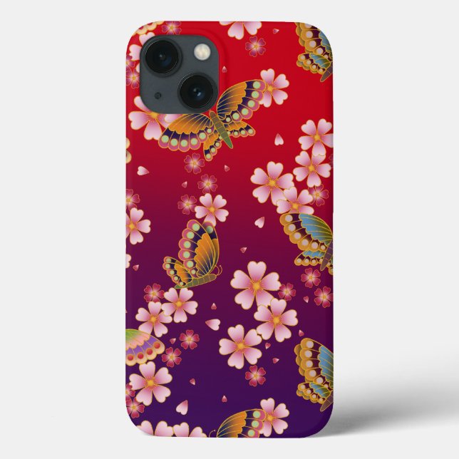 Funda De Case-Mate Para iPhone Impresión tradicional japonesa Asanoha Roja y Púrp (Reverso)