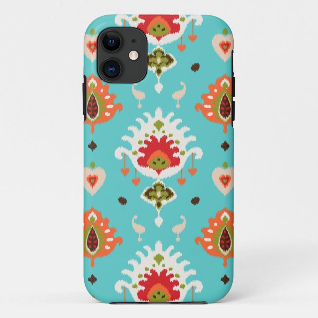 Funda De Case-Mate Para iPhone Impresión tribal del ikat de la turquesa vibrante (Reverso)