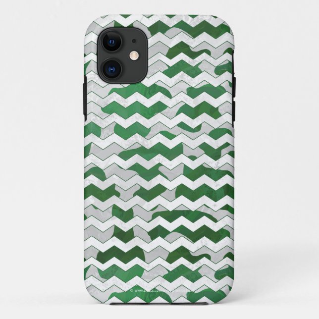 Funda De Case-Mate Para iPhone Impresión verde y blanca de vaca de Chevron (Reverso)