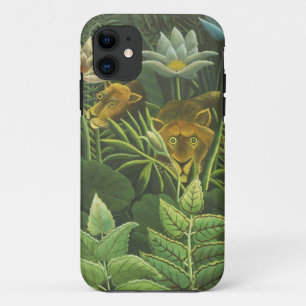 Funda Para iPhone 11 Impresión vintage de león en jungla tropical de He
