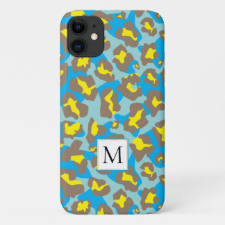 Funda Para iPhone 11 Impresión y monograma de animales leopardos marron