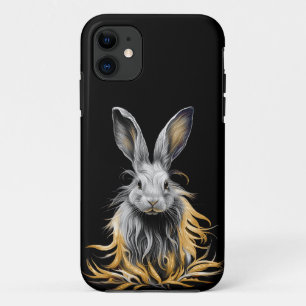Funda Para iPhone 11 Impresionante conejo gris en llamas