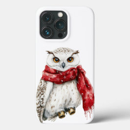 Funda Para iPhone 13 Pro Impresionante lechuza blanca con bufanda roja