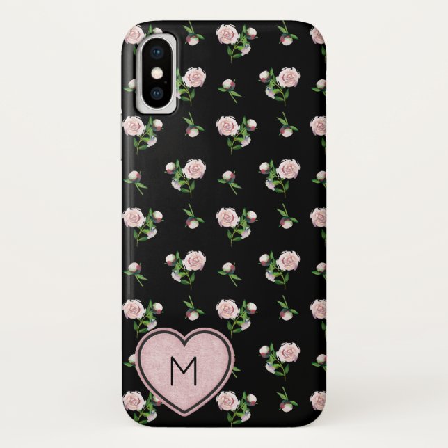 Funda De Case-Mate Para iPhone Impresionante patrón rosa rosado monogramado (Reverso)