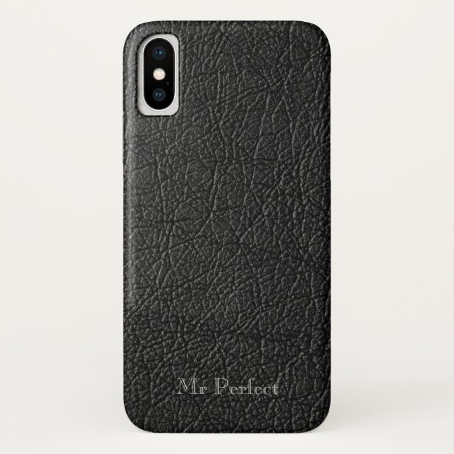 Funda De Case-Mate Para iPhone Impresionante sensación de cuero negro personaliza (Reverso)