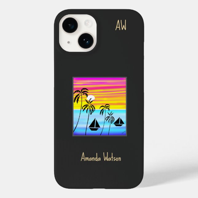 Funda De Case-Mate Para iPhone Impresionante velero tropical (Reverso )