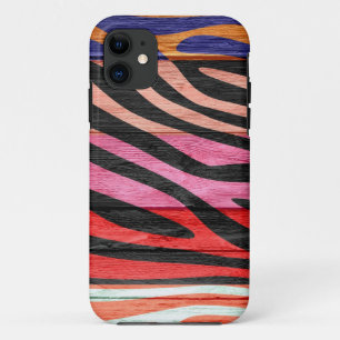 Funda Para iPhone 11 Imprimir cebra en madera #23