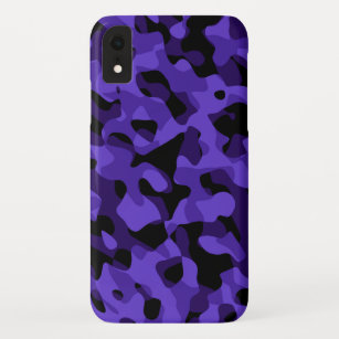 Funda Para iPhone XR Imprimir patrón de camuflaje negro púrpura