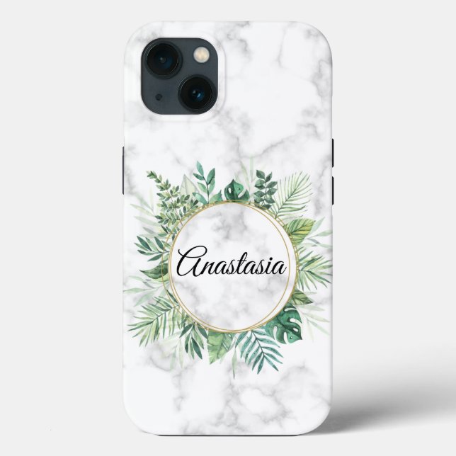 Funda De Case-Mate Para iPhone Increíble, Guay, Mármol Blanco con tu nombre (Reverso )